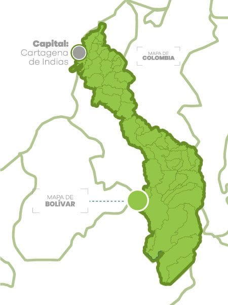 Mapa de bolivar en verde claro
